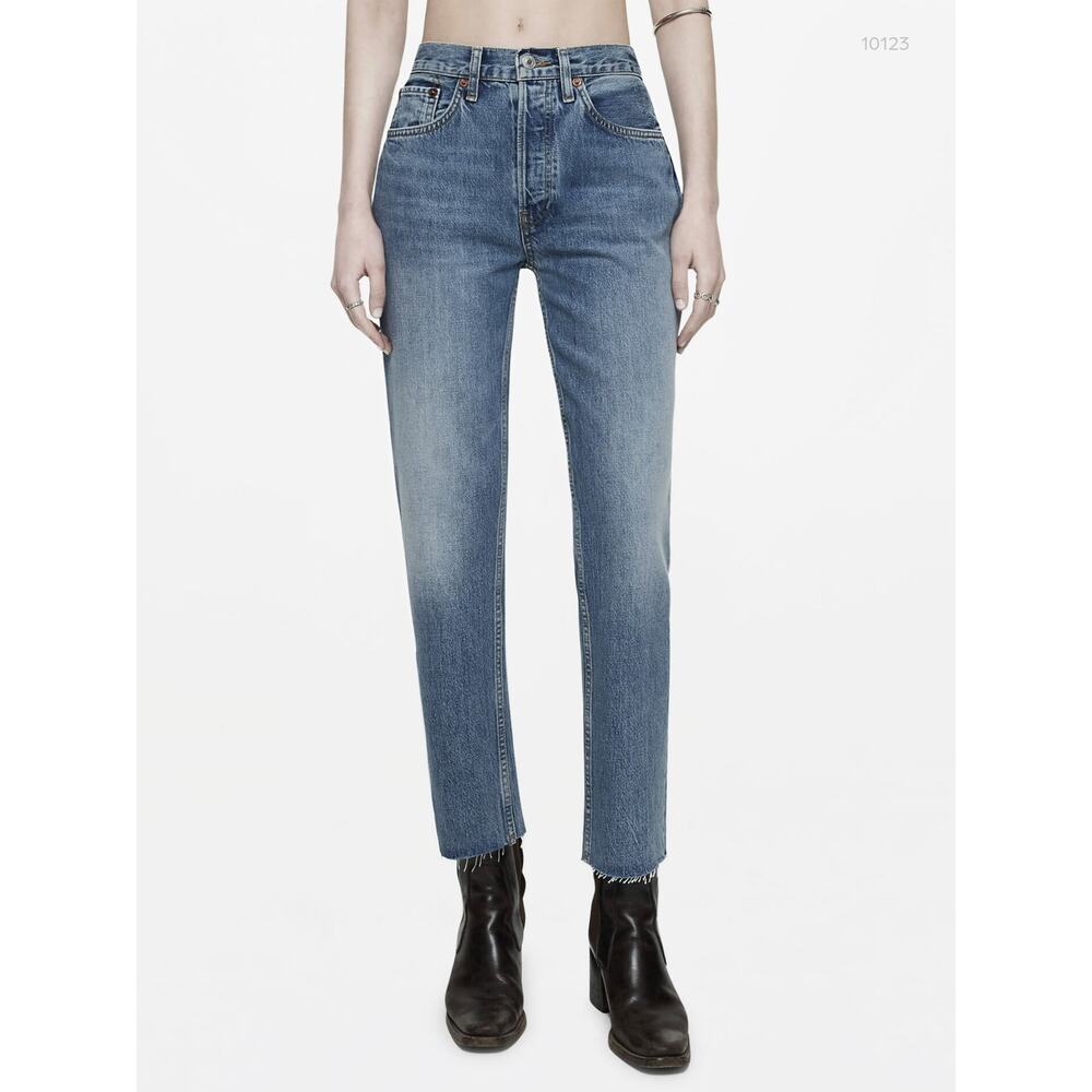 RE/DONE 70s Stove Pipe Jeans 26 Medium Vain Raw Hem 188-3WSTV27-11